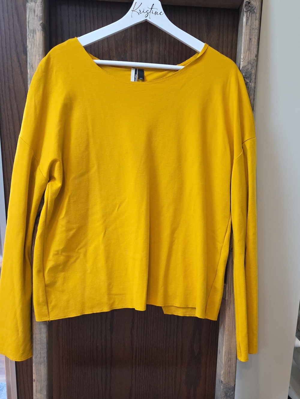 Topshop Mustard Yellow Long Sleeve Crewneck Top